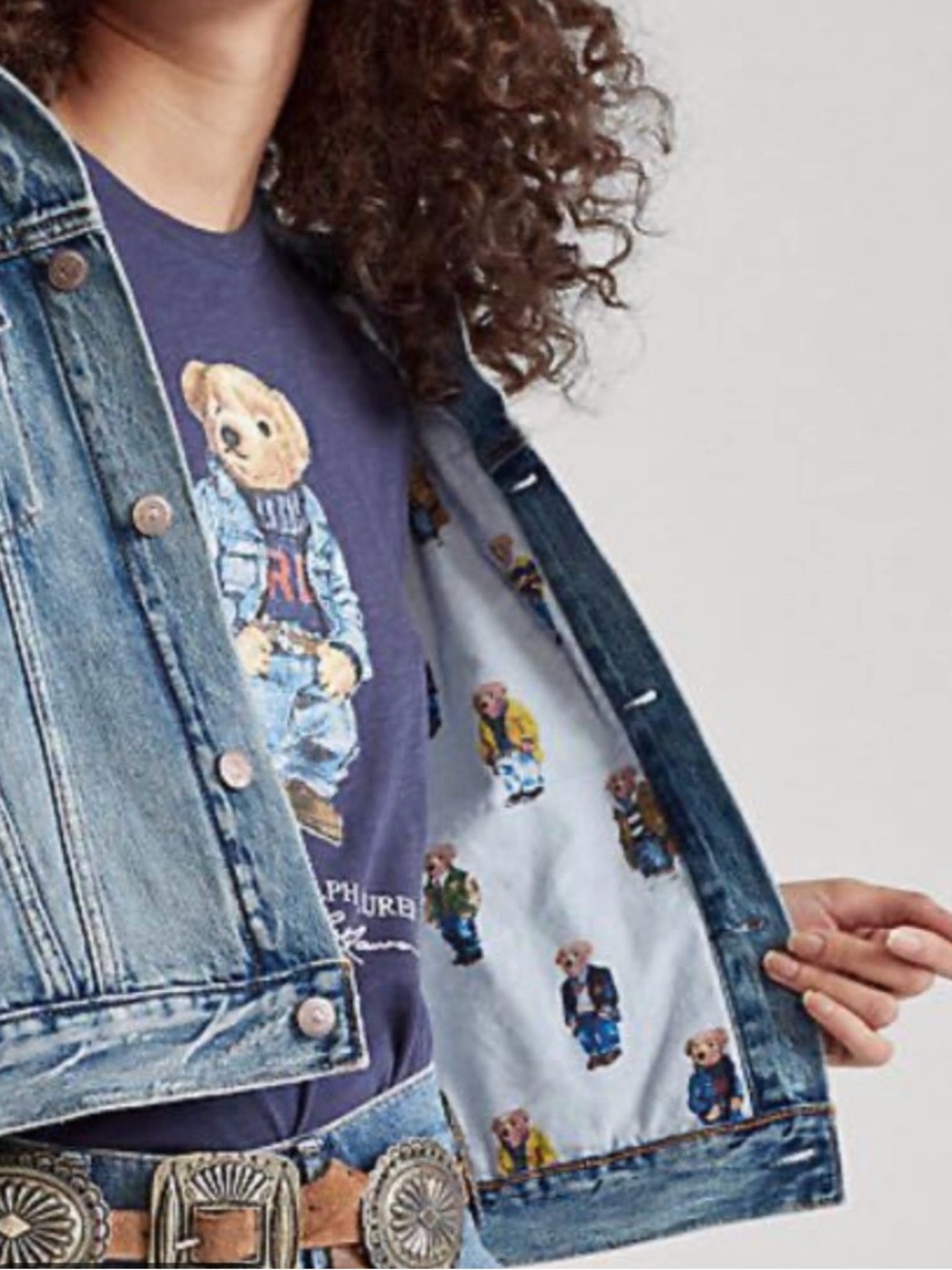 NEVER USEDPolo by Ralph Lauren Light Blue Denim Jacket with Polo Bear Print - Picture 4 of 4